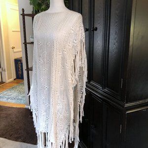 💞 Free People Long Fringe Sweater Crochet Poncho